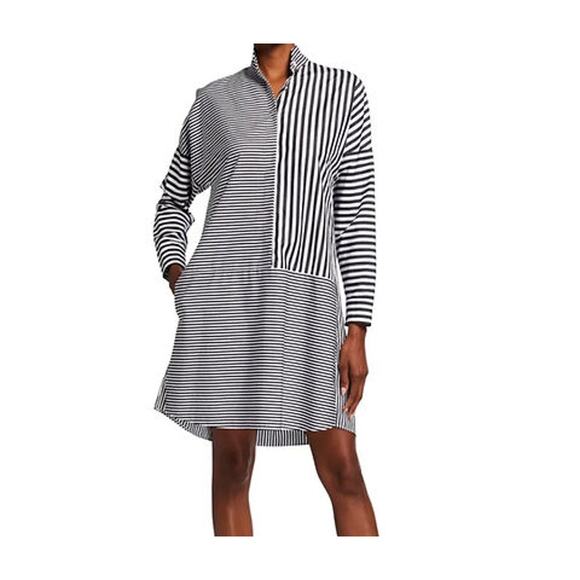 Akris Punto Dresses & Skirts - AKRIS PUNTO White Black Striped Cotton Kimono Poplin Shirt Dress 6 Small